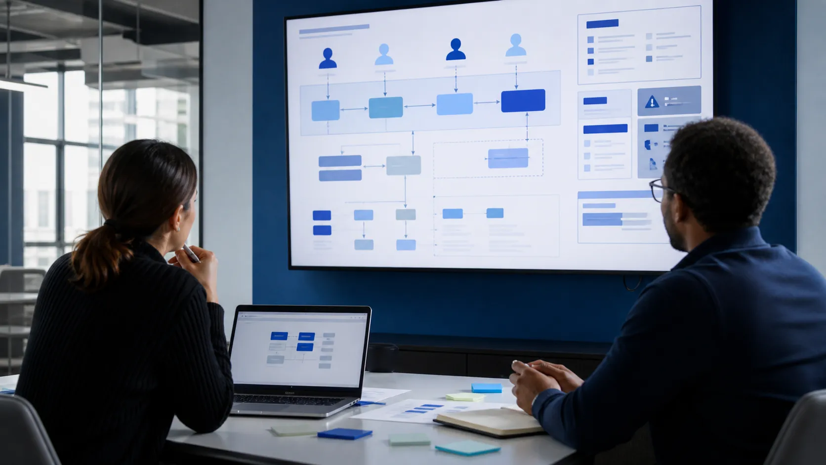 Equipo revisando procesos, usuarios, integraciones y riesgos antes de desarrollar software