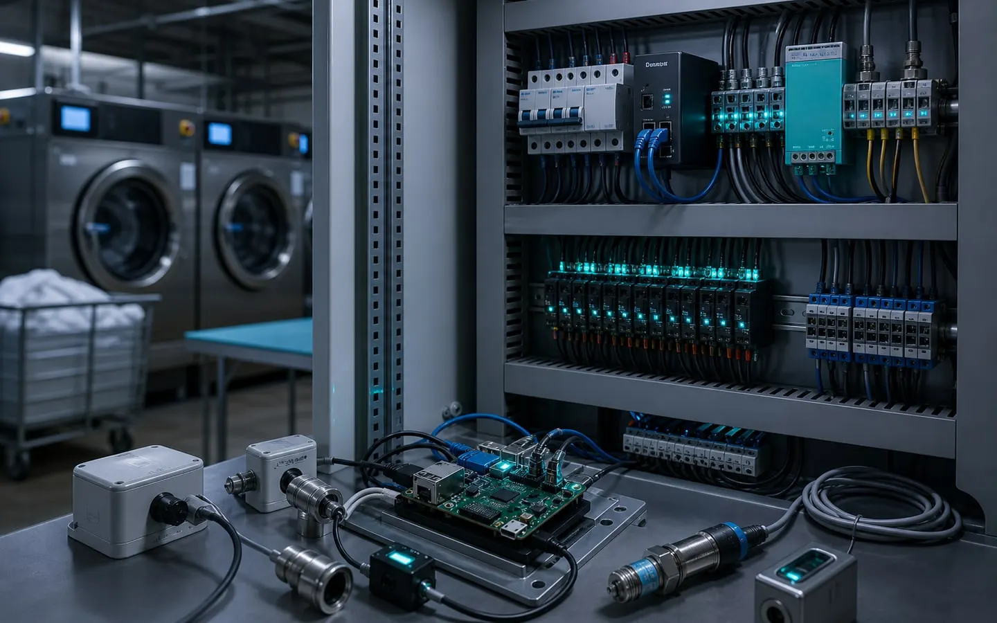 Imagen conceptual de un gabinete de automatización e integración IoT